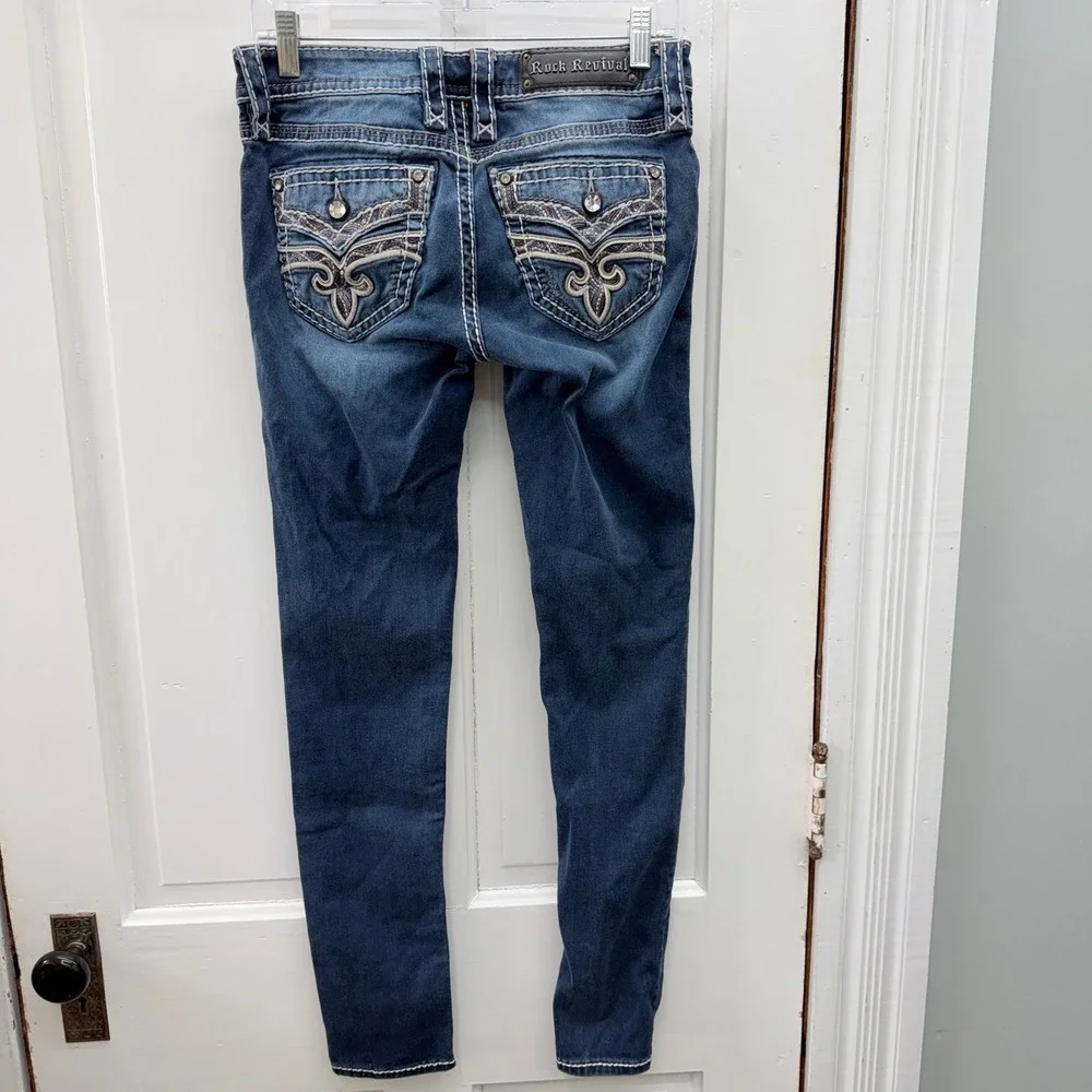 Rock Revival Arisa Womens 28 Thick Stitch Embellished Skinny Denim Jeans